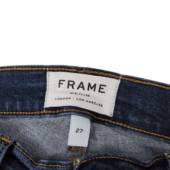 Frame Jeans Womens 27 Le High Skinny Wythe Side Hem Slits Blue Dark Wash Stretch - Picture 5 of 12